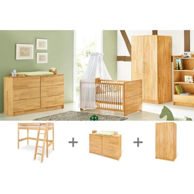 Pinolino Kinderzimmer 'Natura' aus Massivbuchenholz, 3-teilig, umbaubar Pinolino Kinderzimmer 'Natura' aus Massivbuchenholz, 3-teilig, umbaubar