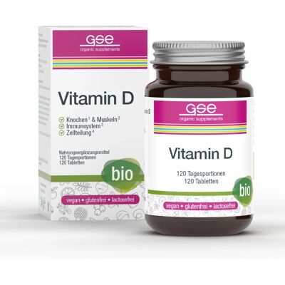 GSE Bio Vitamin D 120 Tabletten - Ergänzung für Knochen und Muskeln GSE Bio Vitamin D 120 Tabletten - Ergänzung für Knochen und Muskeln