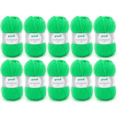 Gründl Vlna 760 - Neon Green Yarn - 100% polyacrylic - Pack of 10 Gründl Vlna 760 - Neon Green Yarn - 100% polyacrylic - Pack of 10