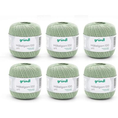 Fio de crochê de algodão Gründl - Pistache - 6 x 100g Fio de crochê de algodão Gründl - Pistache - 6 x 100g