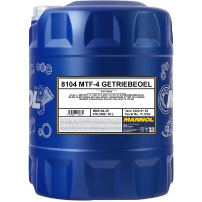 Λάδι μετάδοσης Mannol MTF-4 75W-80 GL-4 20L - Λάδι μετάδοσης Λάδι μετάδοσης Mannol MTF-4 75W-80 GL-4 20L - Λάδι μετάδοσης