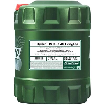 Huile hydraulique Fanfaro Hydro HV ISO 46 - 20L - Publicité Huile hydraulique Fanfaro Hydro HV ISO 46 - 20L - Publicité