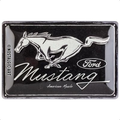 Plaque en relief en métal Ford Mustang - Décoration vintage Plaque en relief en métal Ford Mustang - Décoration vintage