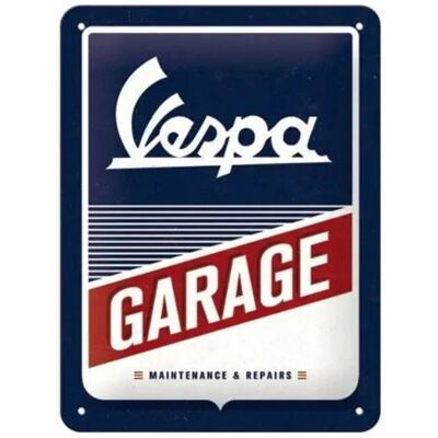 Nostalgic Art Vespa Garage placa decorativa interna em metal Multicolor - Decoração para fãs de Vespa Nostalgic Art Vespa Garage placa decorativa interna em metal Multicolor - Decoração para fãs de Vespa