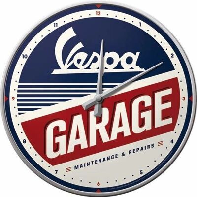 Horloge murale Nostalgic Art Vespa Garage - Quartz - 30cm - Bleu, Rouge, Blanc Horloge murale Nostalgic Art Vespa Garage - Quartz - 30cm - Bleu, Rouge, Blanc