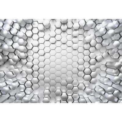 KOMAR Titanium Wall Mural - 3D Silver/White Art KOMAR Titanium Wall Mural - 3D Silver/White Art