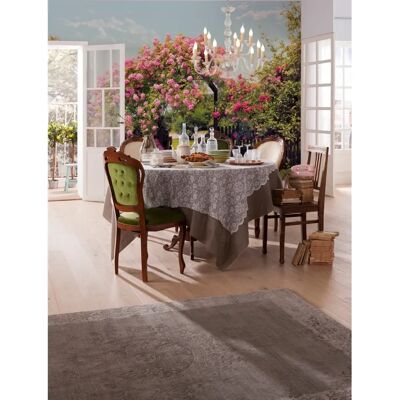 KOMAR Jardín de Rosas Papel Tapiz - 368x254 cm, Azul Verde Rosa - Papel Pintado KOMAR Jardín de Rosas Papel Tapiz - 368x254 cm, Azul Verde Rosa - Papel Pintado