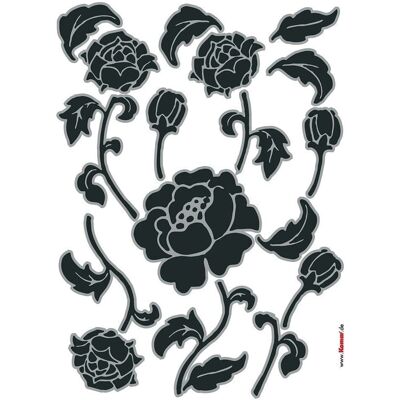 KOMAR Schwarzes Blumen Wandtattoo 50x70cm - Wandtattoo KOMAR Schwarzes Blumen Wandtattoo 50x70cm - Wandtattoo