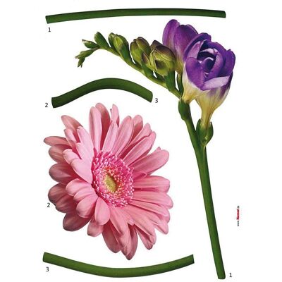 KOMAR Fiore Fali Tetoválás - Virágok, több színű (rózsaszín, lila, zöld) - 50x70 cm KOMAR Fiore Fali Tetoválás - Virágok, több színű (rózsaszín, lila, zöld) - 50x70 cm