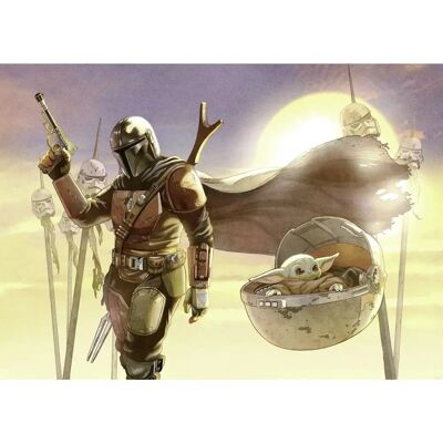KOMAR Star Wars The Mandalorian und Grogu Mission Gelbe Tapete - Tapeten KOMAR Star Wars The Mandalorian und Grogu Mission Gelbe Tapete - Tapeten