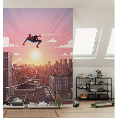Papel pintado Marvel Spider-Man columpiándose - Niños, Rosa Papel pintado Marvel Spider-Man columpiándose - Niños, Rosa
