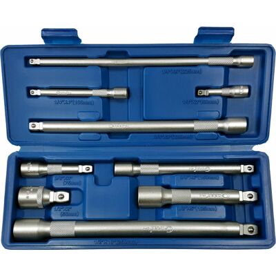 Kit de extensões CONDOR - 9 peças para encaixes de 1/4, 3/8, 1/2 polegadas - Alta qualidade Kit de extensões CONDOR - 9 peças para encaixes de 1/4, 3/8, 1/2 polegadas - Alta qualidade