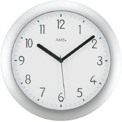 AMS F5843 Silber Wanduhr - Quarzuhr, 4cm hoch AMS F5843 Silber Wanduhr - Quarzuhr, 4cm hoch