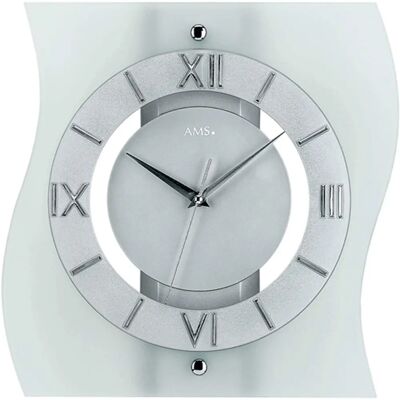 AMS F5909 Funkwanduhr - Silber, 32x30cm AMS F5909 Funkwanduhr - Silber, 32x30cm