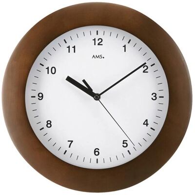 Horloge Murale AMS F5904/1 Noyer - Radio-pilotée, Bois, Cadran blanc - Publicité Horloge Murale AMS F5904/1 Noyer - Radio-pilotée, Bois, Cadran blanc - Publicité