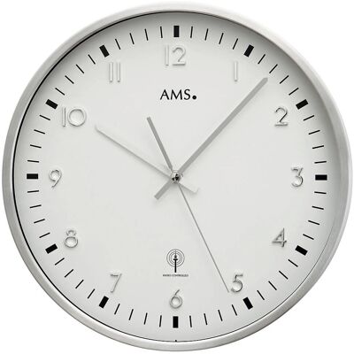 AMS F5914 Stříbrné Nástěnné Hodiny s Rádiem - Nástěnné hodiny AMS F5914 Stříbrné Nástěnné Hodiny s Rádiem - Nástěnné hodiny
