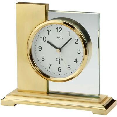 JOGRABO AMS 5141 Horloge de table en laiton moderne avec radio - Publicité JOGRABO AMS 5141 Horloge de table en laiton moderne avec radio - Publicité