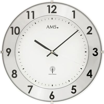 AMS 5948 Funkwanduhr - Silber - Ø 30cm - Quarzuhr - Modern AMS 5948 Funkwanduhr - Silber - Ø 30cm - Quarzuhr - Modern