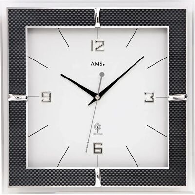 Horloge Murale AMS F5855 - Radio-pilotée, Design moderne, Argent & Noir - Publicité Horloge Murale AMS F5855 - Radio-pilotée, Design moderne, Argent & Noir - Publicité
