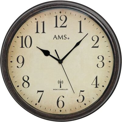 AMS F5962 Funkwanduhr - Quarz, Metall & Glas - 32cm AMS F5962 Funkwanduhr - Quarz, Metall & Glas - 32cm