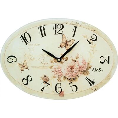 JOGRABO AMS 9478 Wanduhr - Vintage Retro Rosen & Schmetterlinge JOGRABO AMS 9478 Wanduhr - Vintage Retro Rosen & Schmetterlinge