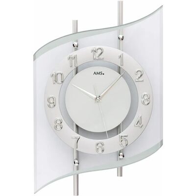 AMS F5506 Wanduhr - Silber - Funkuhr - 45cm AMS F5506 Wanduhr - Silber - Funkuhr - 45cm