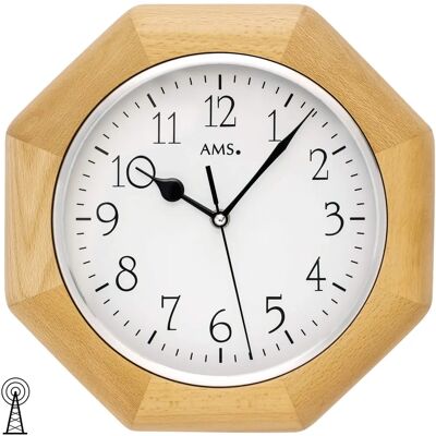 AMS F5512/18 Wanduhr - Funkuhr, Holz, Weißes Zifferblatt AMS F5512/18 Wanduhr - Funkuhr, Holz, Weißes Zifferblatt