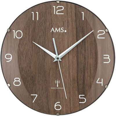 AMS F5558 Schwarze Quarzuhr Funkwanduhr - Wanduhren AMS F5558 Schwarze Quarzuhr Funkwanduhr - Wanduhren