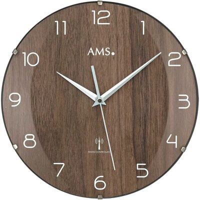 AMS F5558 Schwarze Quarzuhr Funkwanduhr - Wanduhren AMS F5558 Schwarze Quarzuhr Funkwanduhr - Wanduhren