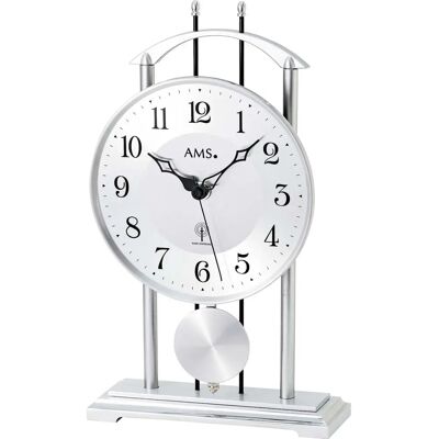AMS Modèle 5192 - Horloge de table argentée avec radio - Publicité AMS Modèle 5192 - Horloge de table argentée avec radio - Publicité