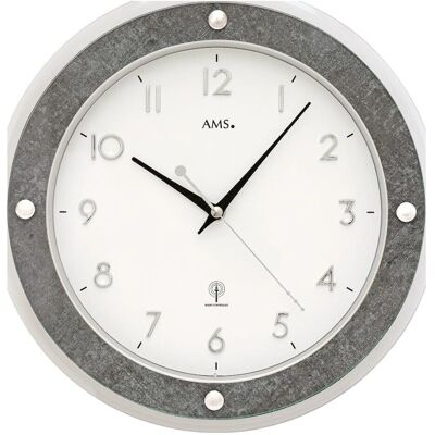 AMS F5566 Silbergardinwanduhr - Funkuhr AMS F5566 Silbergardinwanduhr - Funkuhr