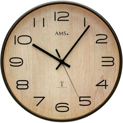 Horloge Murale en Bois AMS 5502 - Radio-pilotée - Publicité Horloge Murale en Bois AMS 5502 - Radio-pilotée - Publicité