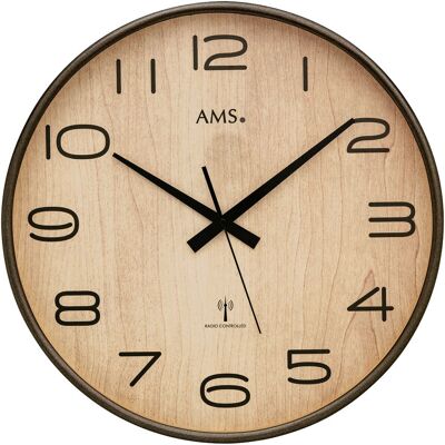 AMS F5523 - Rádiem řízené nástěnné hodiny - Dřevo - 40cm AMS F5523 - Rádiem řízené nástěnné hodiny - Dřevo - 40cm