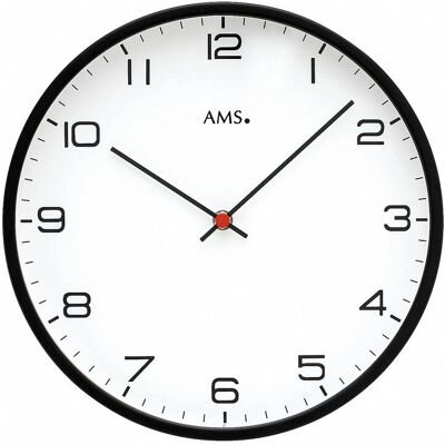 AMS W9659 Wanduhr - Quarzuhr, 30cm, Schwarz AMS W9659 Wanduhr - Quarzuhr, 30cm, Schwarz