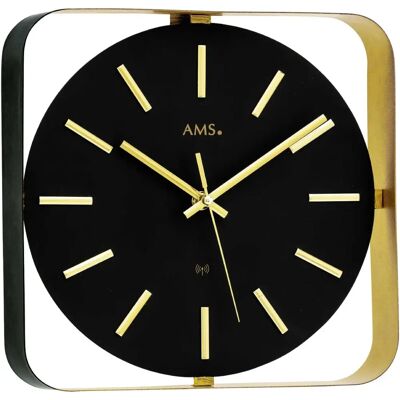 AMS Wanduhr Schwarz-Gold - Quarzuhr, 28x5x28 cm AMS Wanduhr Schwarz-Gold - Quarzuhr, 28x5x28 cm