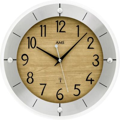 AMS - Funkwanduhr - silber - 31 cm - Wanduhr AMS - Funkwanduhr - silber - 31 cm - Wanduhr
