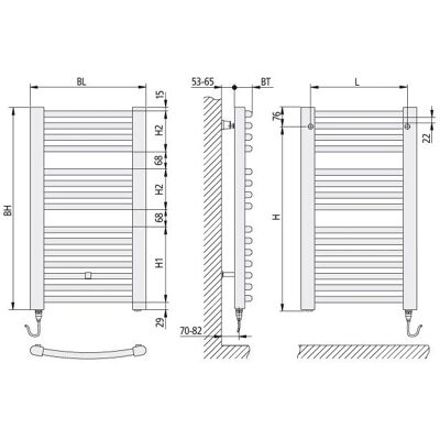 Kermi Basic R-E Badkamerradiator - Wit - Elektrisch - 1448x599 mm Kermi Basic R-E Badkamerradiator - Wit - Elektrisch - 1448x599 mm