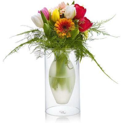 Philippi Vaso Design In Ceramica Bianca Con Supporto In Vetro Serie Esmeralda Piccolo - Vază Philippi Vaso Design In Ceramica Bianca Con Supporto In Vetro Serie Esmeralda Piccolo - Vază