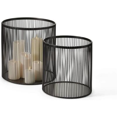 Philippi Nobo Windlicht 2er Set Stahl schwarz Ø 25 + 30 cm Philippi Nobo Windlicht 2er Set Stahl schwarz Ø 25 + 30 cm