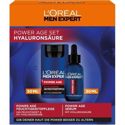 L'Oréal Paris Men Expert Power Age Pflegepaket - 24-Stunden Feuchtigkeitscreme + Hyaluronsäure Serum L'Oréal Paris Men Expert Power Age Pflegepaket - 24-Stunden Feuchtigkeitscreme + Hyaluronsäure Serum