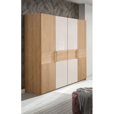 WIEMANN Kiruna Kleiderschrank - 4 Türen, Eiche teilmassiv, Champagnerglas WIEMANN Kiruna Kleiderschrank - 4 Türen, Eiche teilmassiv, Champagnerglas
