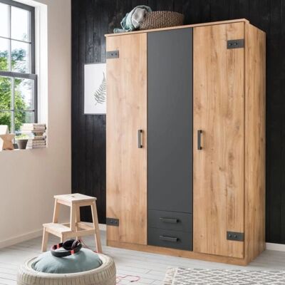 WIMEX Cork Kleiderschrank - Rustikaler Industrial Stil - 135cm breit WIMEX Cork Kleiderschrank - Rustikaler Industrial Stil - 135cm breit