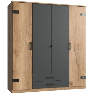 WIMEX Cork Kleiderschrank - Rustik Industrial Design, Grau - 180cm WIMEX Cork Kleiderschrank - Rustik Industrial Design, Grau - 180cm