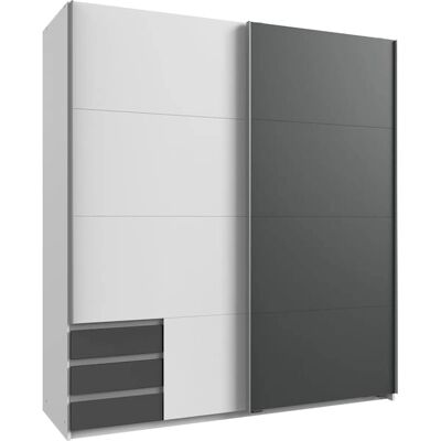Wimex Emden Kleiderschrank - Weiß/Graphit Schiebetüren - Schrank Wimex Emden Kleiderschrank - Weiß/Graphit Schiebetüren - Schrank