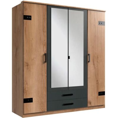 WIMEX Cork Kleiderschrank - Rustikaler Industrial-Look - 180x199x58 cm WIMEX Cork Kleiderschrank - Rustikaler Industrial-Look - 180x199x58 cm