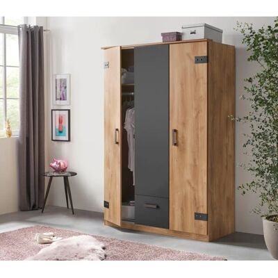 Wimex Glasgow Kleiderschrank - 3 Türen, 135x58x198 cm, Grau Wimex Glasgow Kleiderschrank - 3 Türen, 135x58x198 cm, Grau
