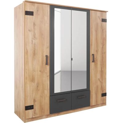 WIMEX Glasgow Drehtürenschrank - 4 Böden, Spiegel, 180x58x198cm WIMEX Glasgow Drehtürenschrank - 4 Böden, Spiegel, 180x58x198cm