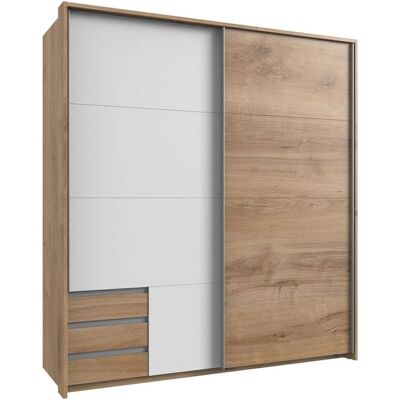 WIMEX Emden Schrank - 2-teilig, Weiß & Eiche, Außenschubladen WIMEX Emden Schrank - 2-teilig, Weiß & Eiche, Außenschubladen