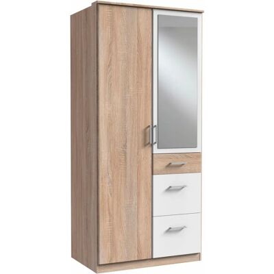 WIMEX Click Kleiderschrank - 2 Türen, Spiegel, Weiß, 90x58x199 cm WIMEX Click Kleiderschrank - 2 Türen, Spiegel, Weiß, 90x58x199 cm
