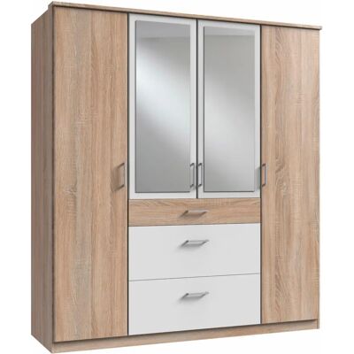 WIMEX Click Kleiderschrank mit Spiegel - 4 Türen, Weiß, Modern WIMEX Click Kleiderschrank mit Spiegel - 4 Türen, Weiß, Modern